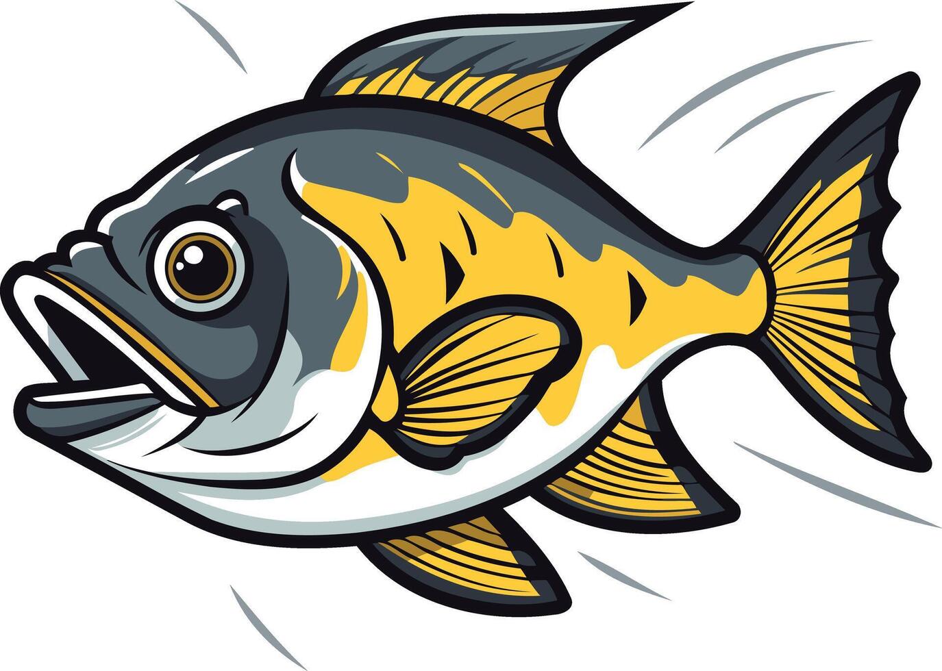 A cartoon fish with a yellow and black body vector