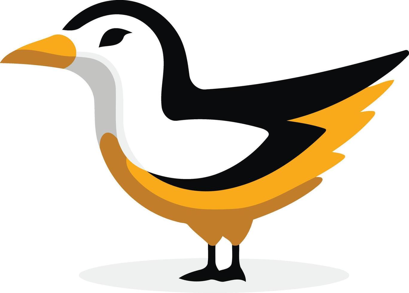 A cartoon bird with black and white feathers vector