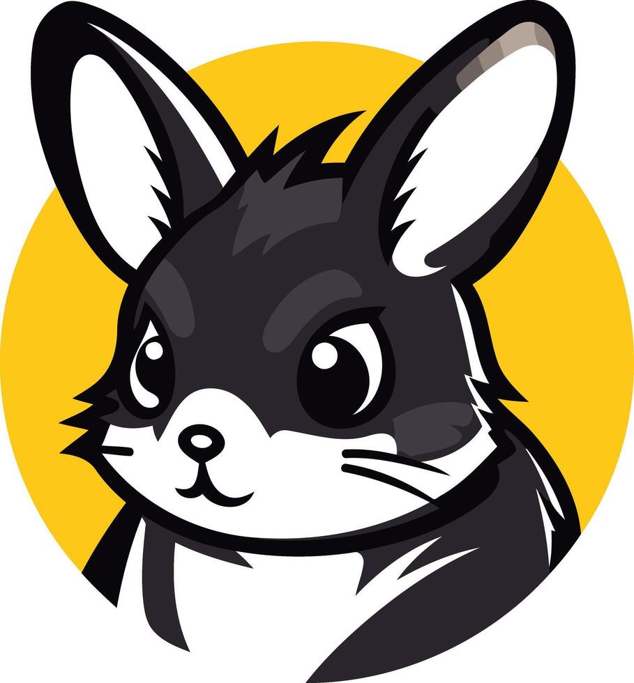 A black and white rabbit with big ears vector