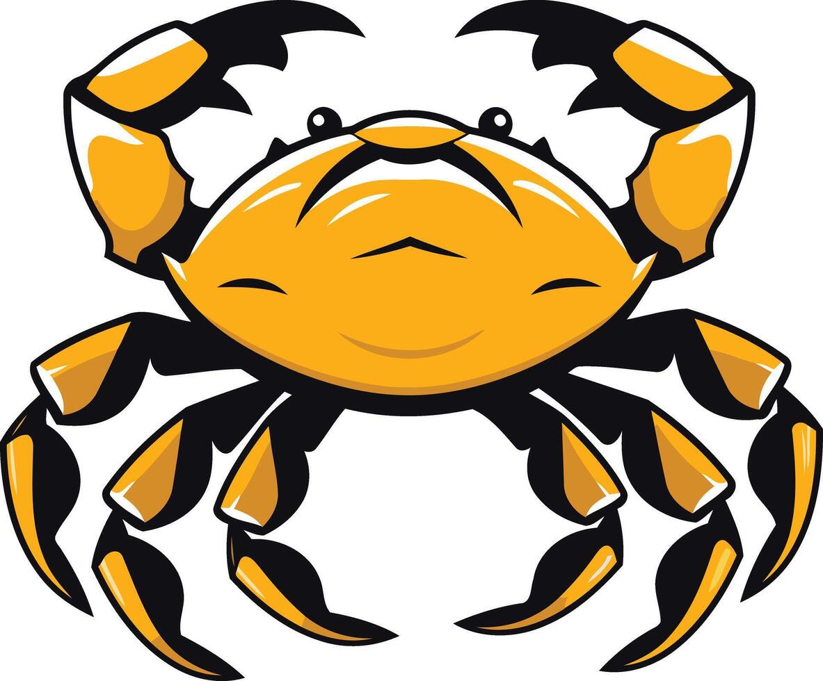 A cartoon crab with black and yellow legs vector