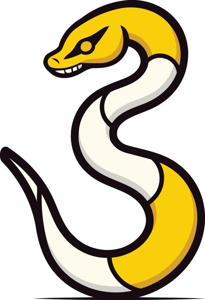 A yellow snake with white and black stripes vector