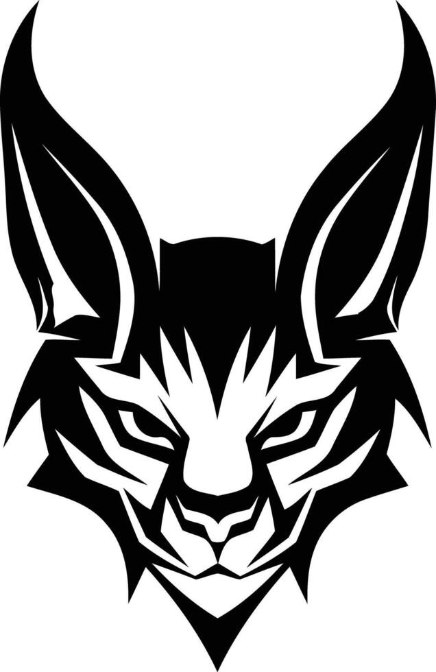 A black and white cat head with horns vector
