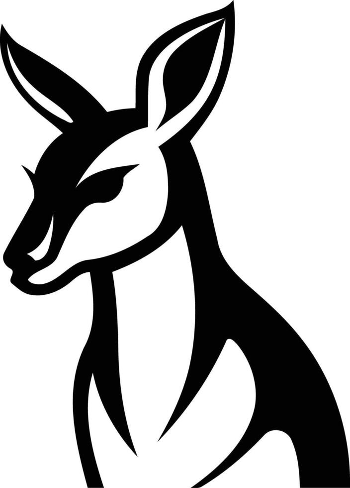A black and white kangaroo head on a white background vector