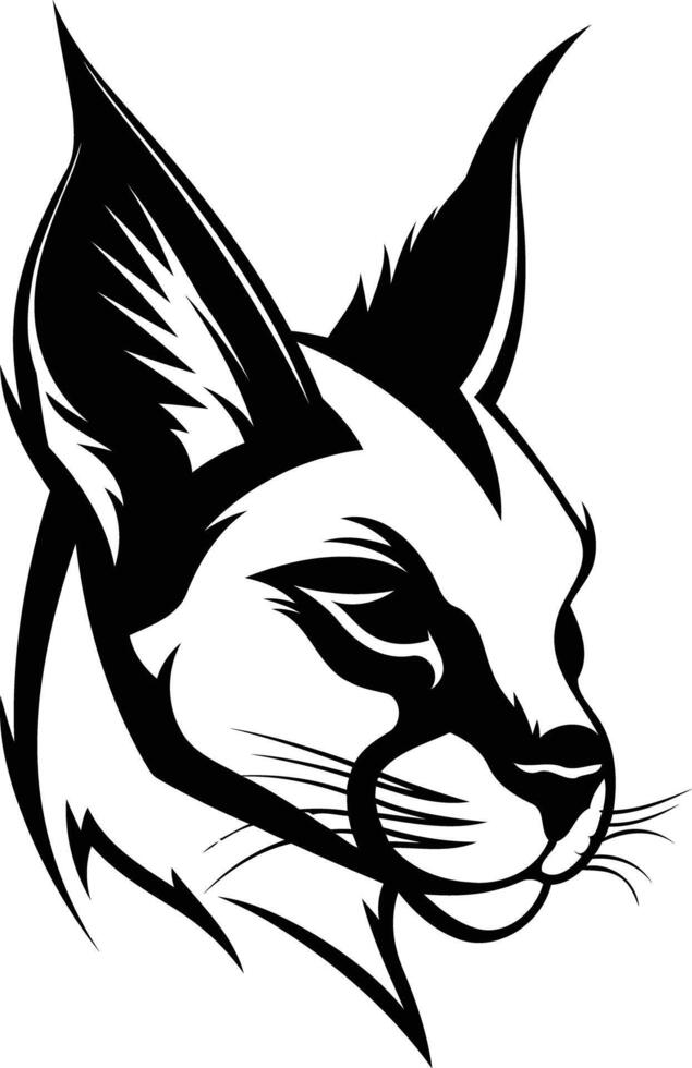 A black and white drawing of a cat's head vector