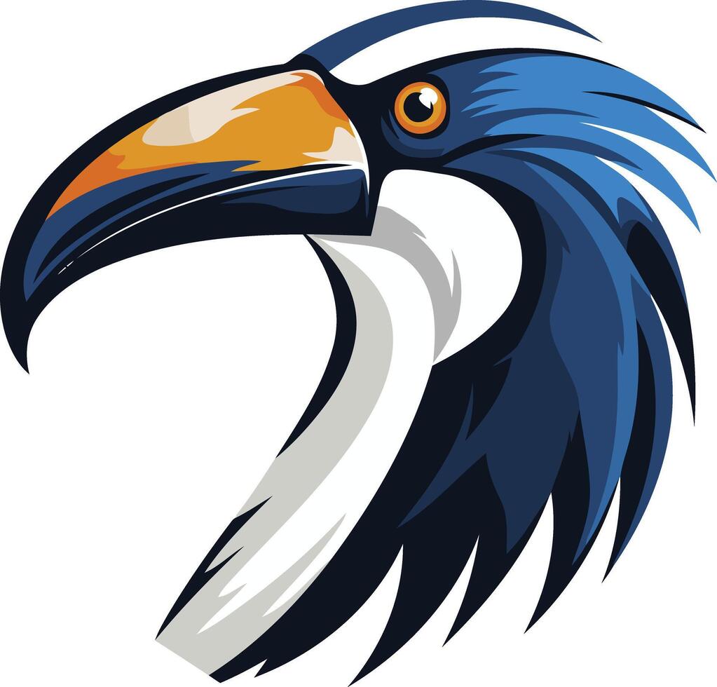 A blue and white bird with an orange beak vector