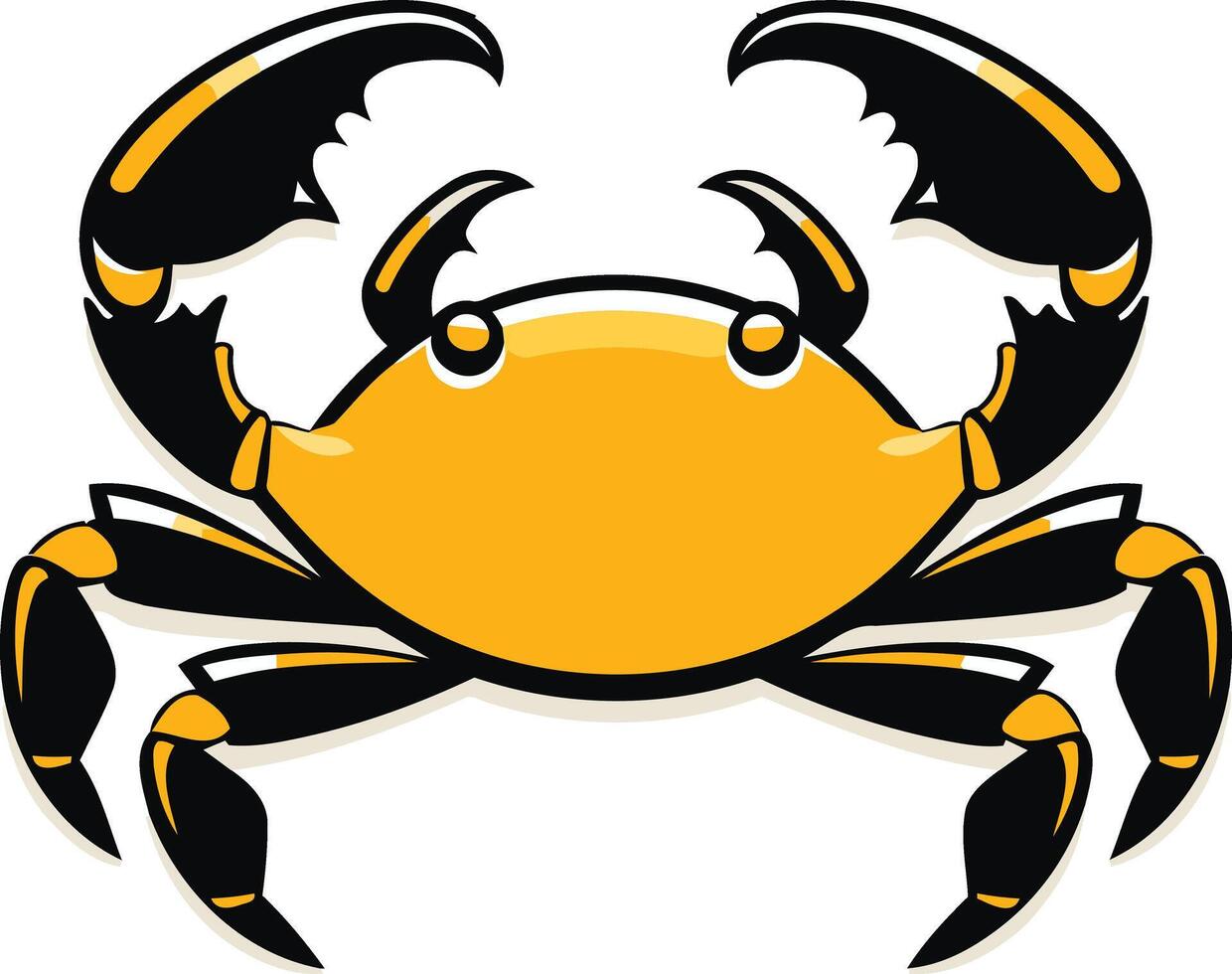 A cartoon crab with black and yellow legs vector