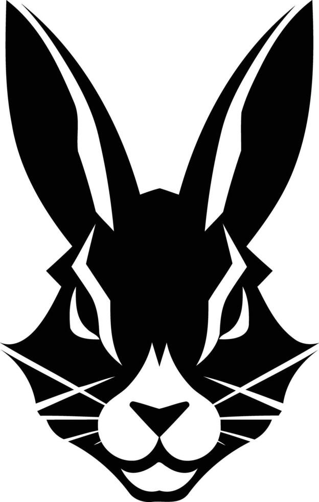 A black and white rabbit head on a white background vector