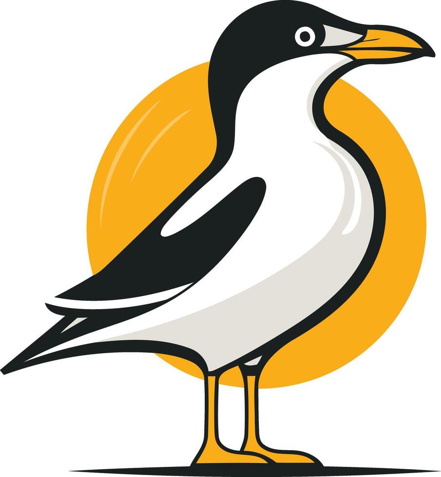 A black and white bird with yellow beak vector