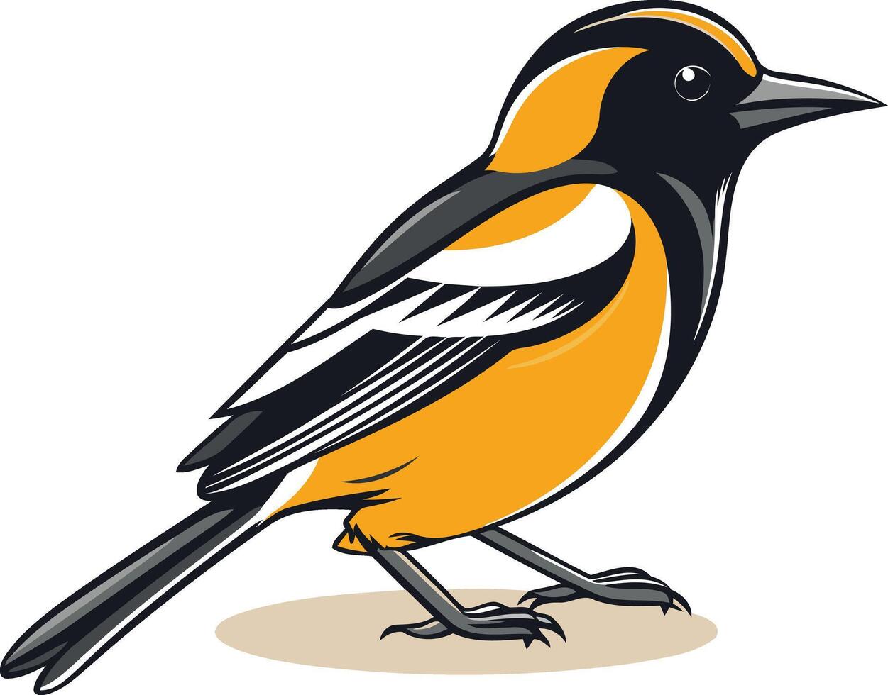 A black and yellow bird with a white head vector