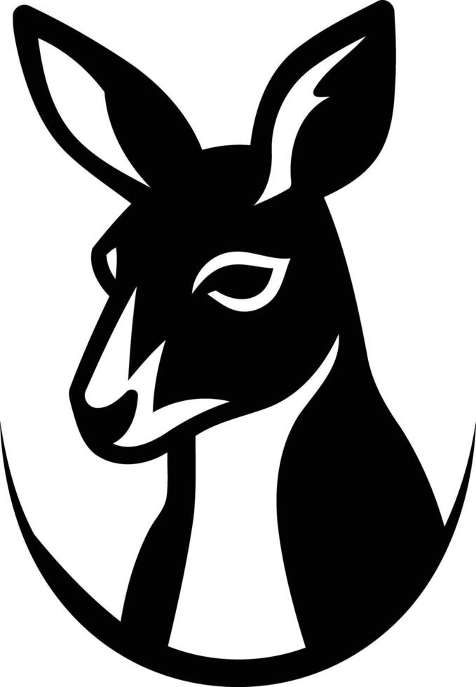 A black and white kangaroo head in a circle vector