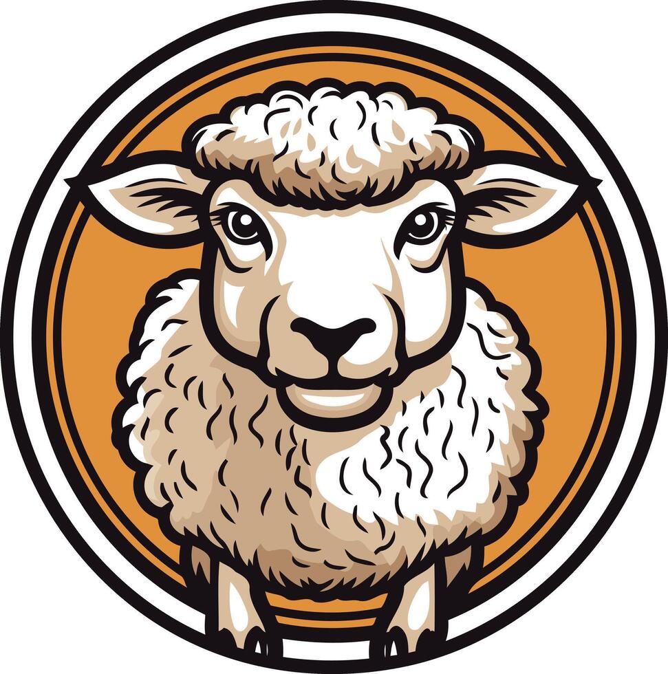 Sheep head in circle on white background vector