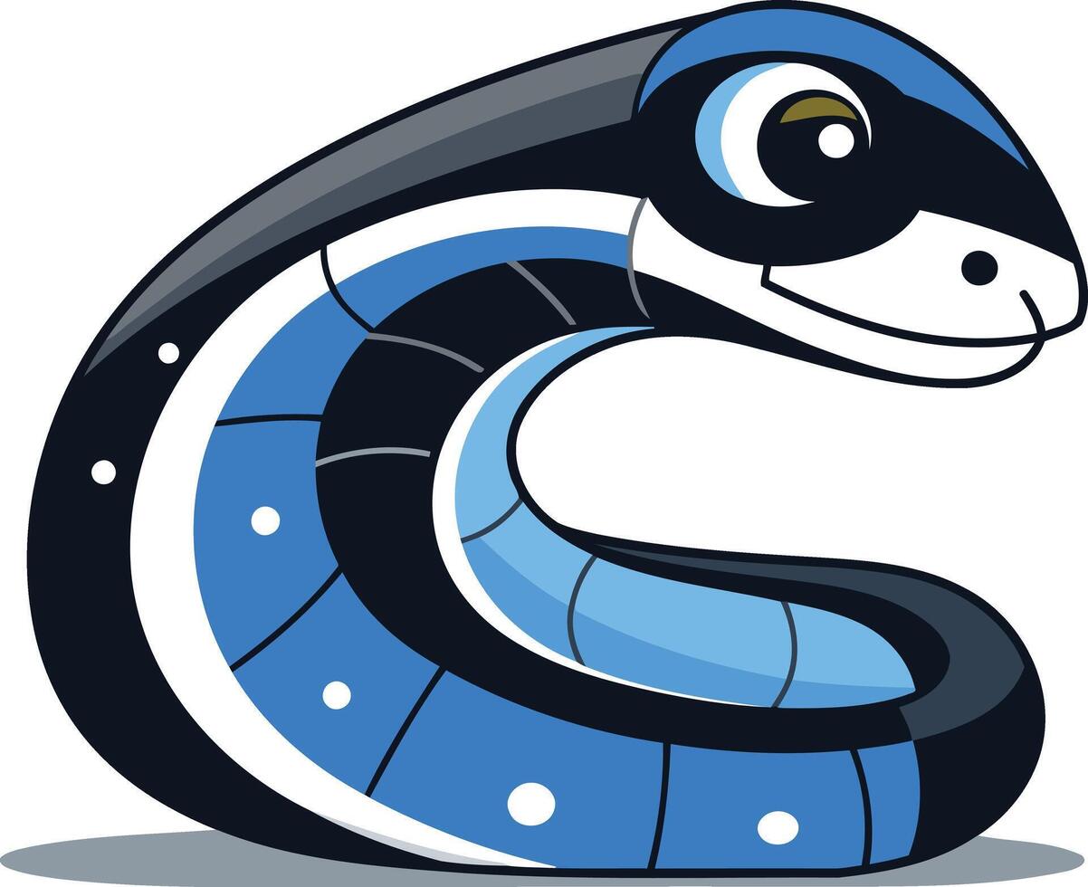 A cartoon snake with blue and black stripes vector