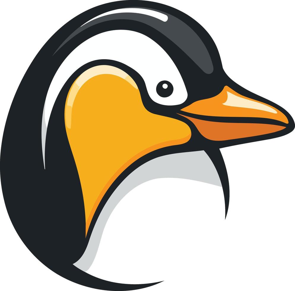 A penguin head with an orange beak and black beak vector