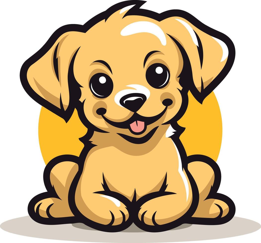 A cartoon dog sitting down with its tongue out vector