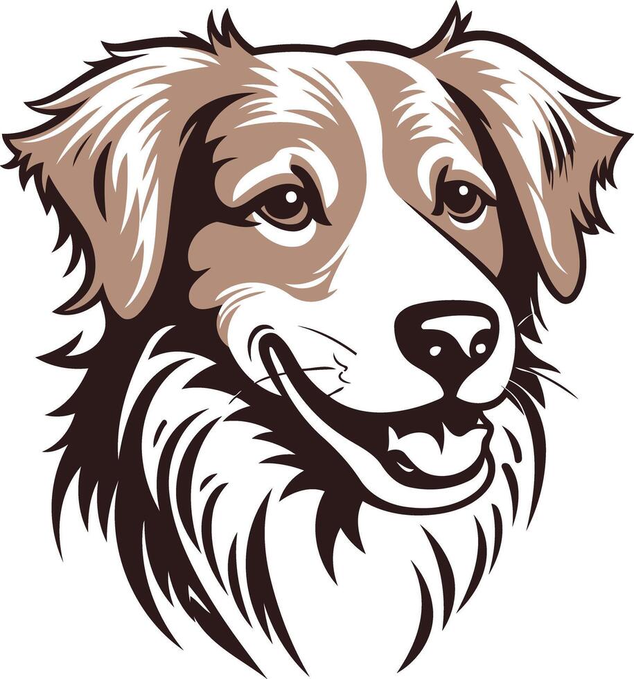 A dog head with a long hair and a smile vector