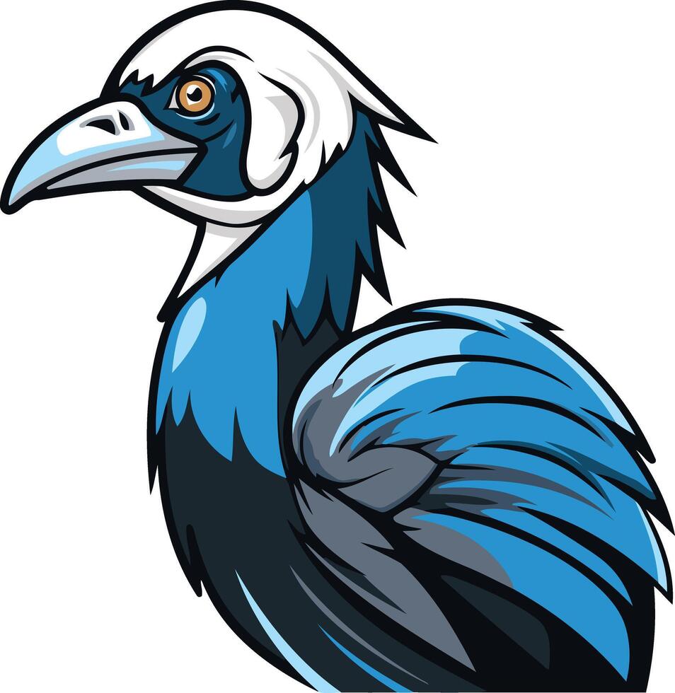 A blue and white bird with a long beak vector