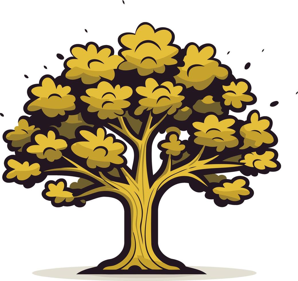 A cartoon tree with leaves and branches vector