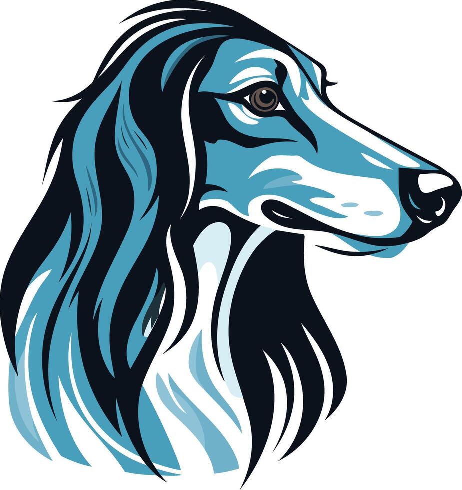 The head of a blue dog with long hair vector