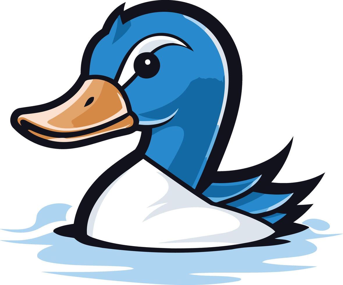 A cartoon duck swimming in the water vector