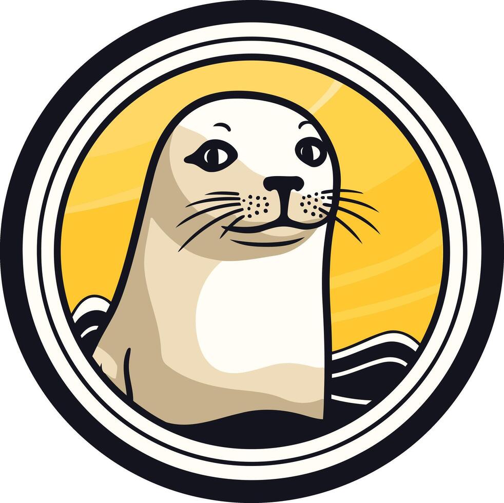 A seal in a circle with a yellow background vector
