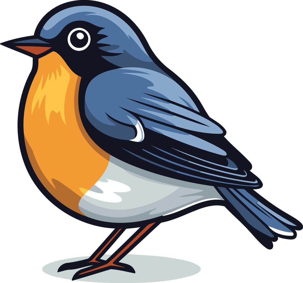 A cartoon bird with orange and blue feathers vector