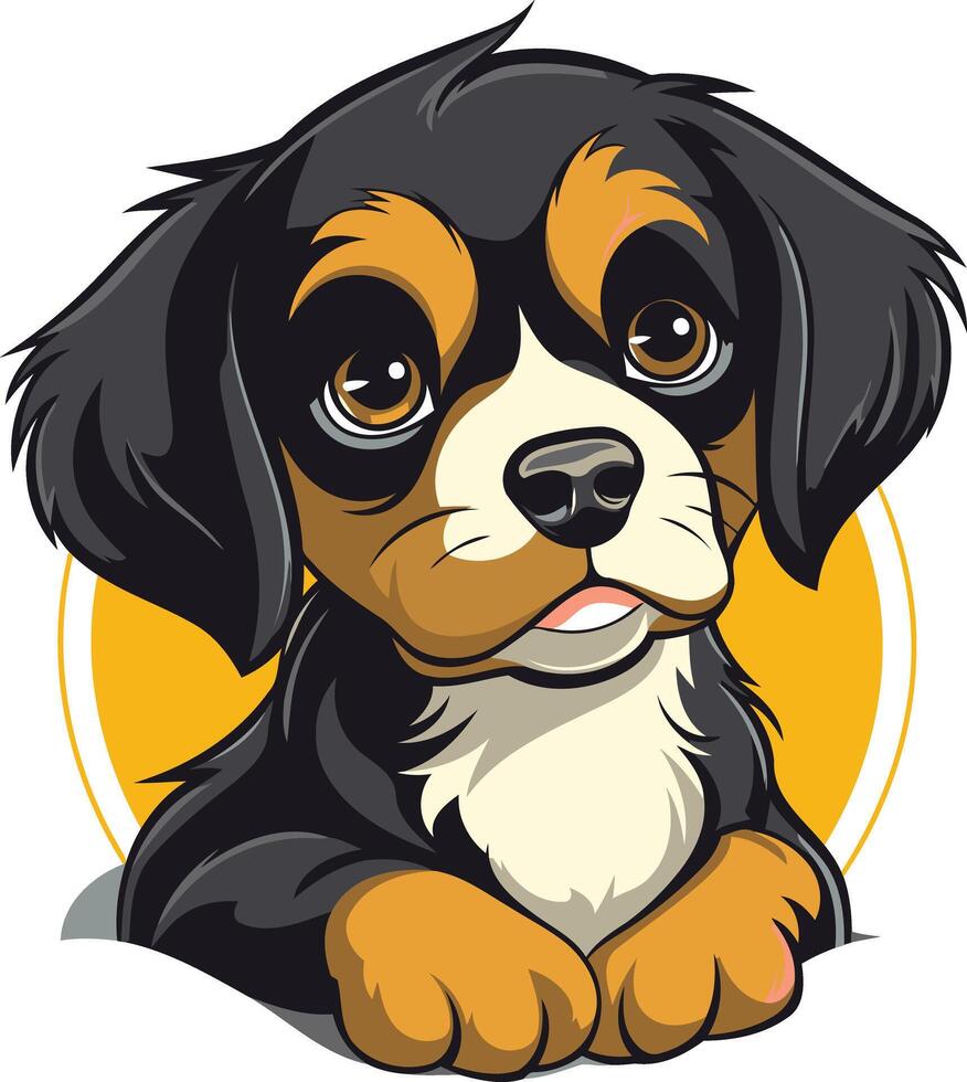 A cartoon dog with a big brown and black face vector