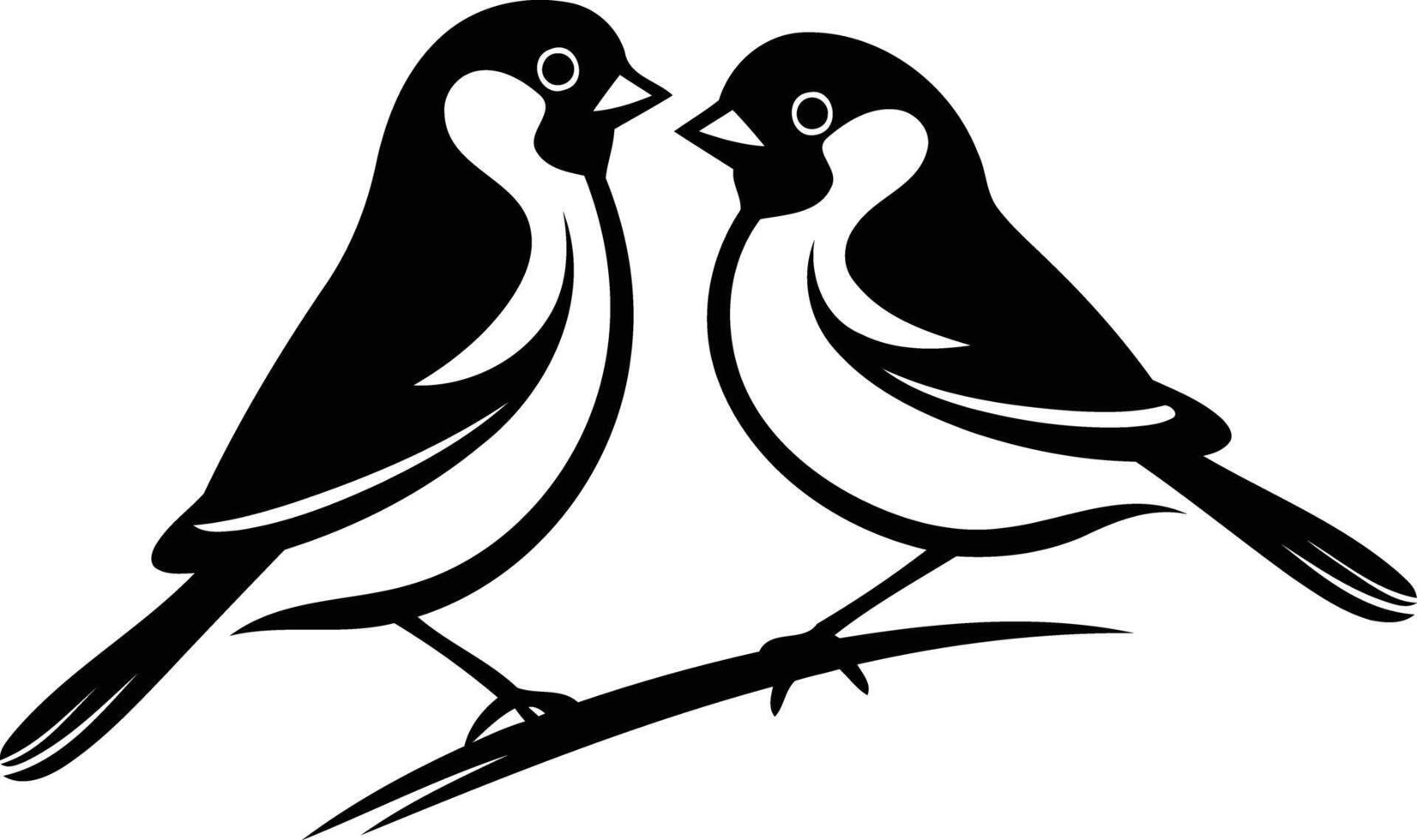 Two birds on a branch clip art vector