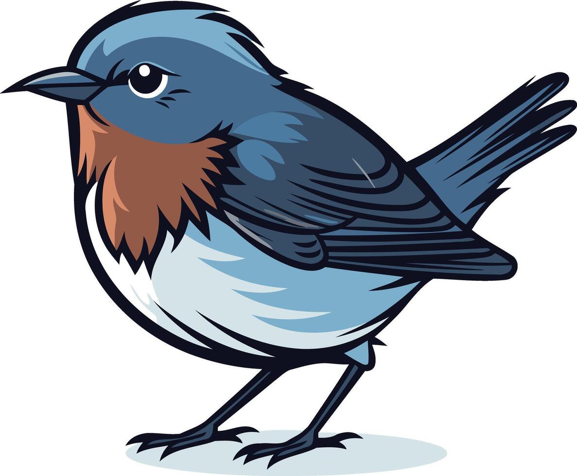 A cartoon bird with a red beak and blue feathers vector
