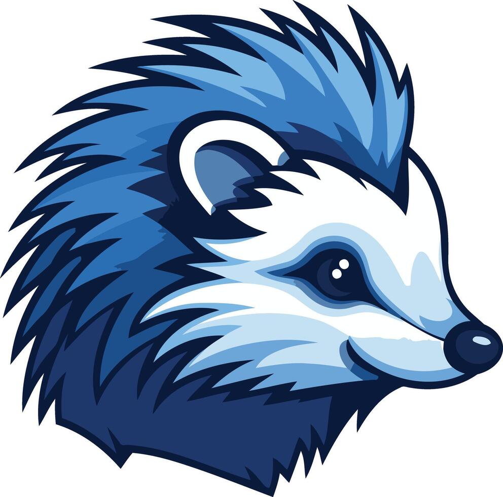 A hedgehog head with blue hair and a blue mohawk vector
