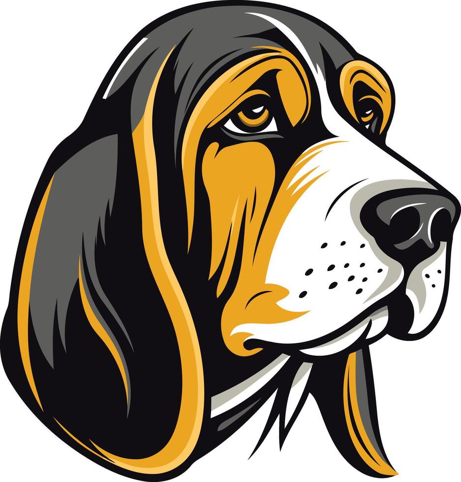 The head of a basset hound dog vector