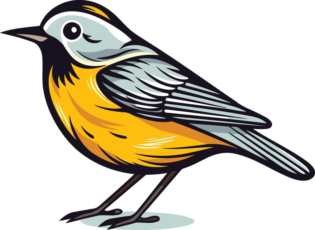 A cartoon bird with a yellow and black head vector