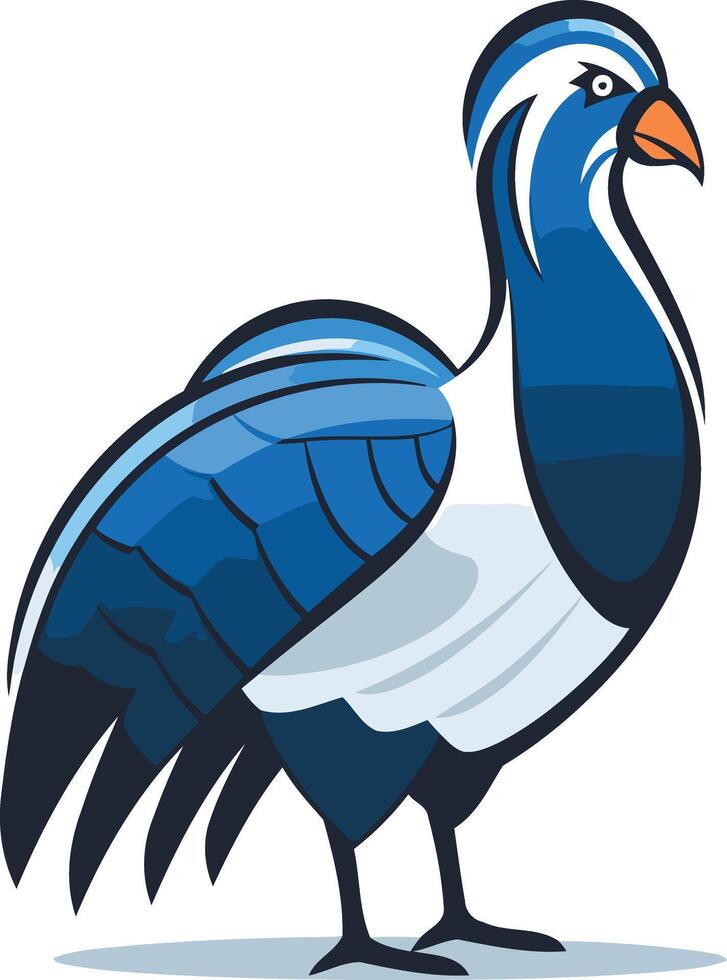 A blue and white bird with a long tail vector
