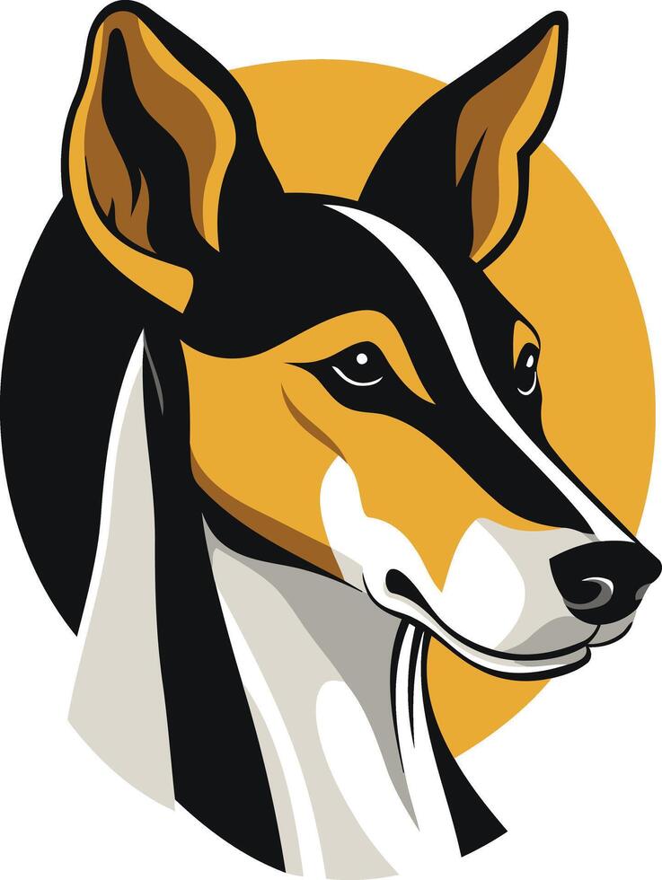 A dog with a black and white face in a circle vector