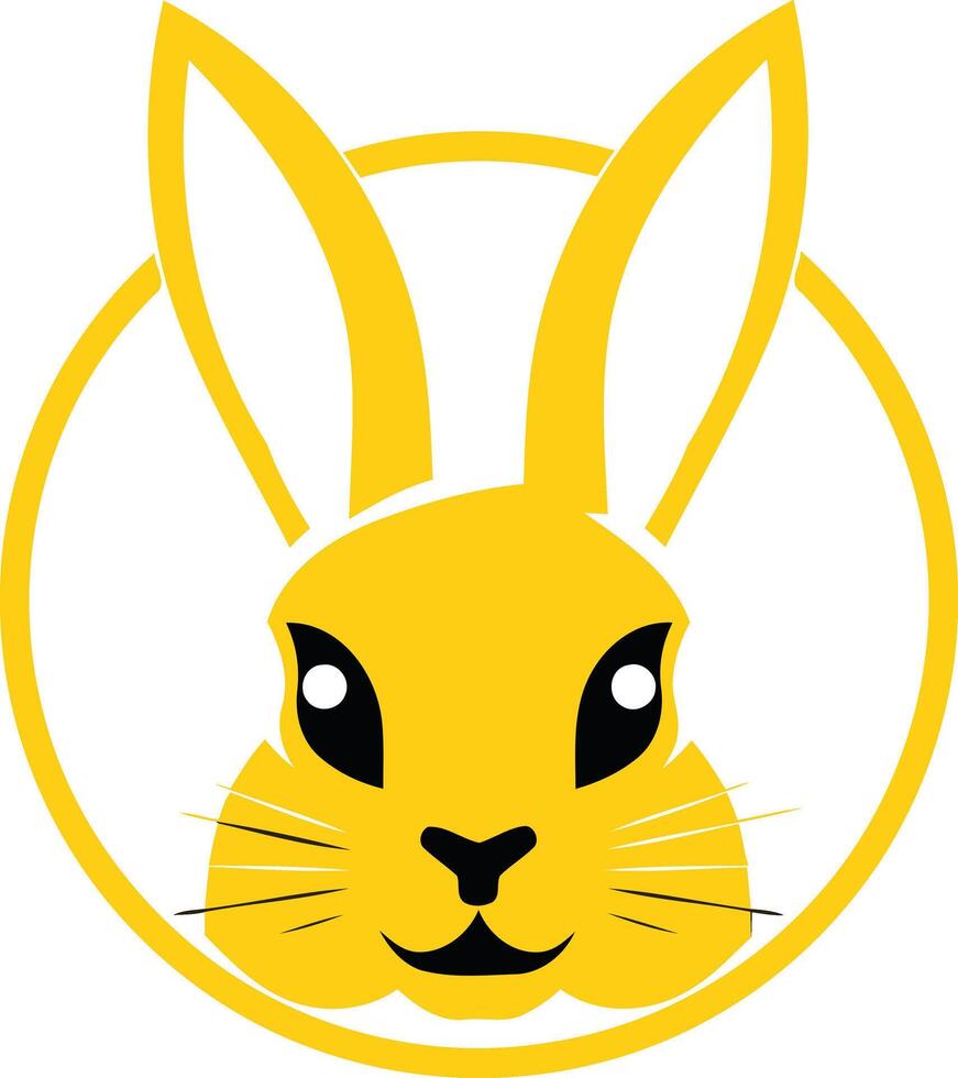 A yellow rabbit head in a circle vector