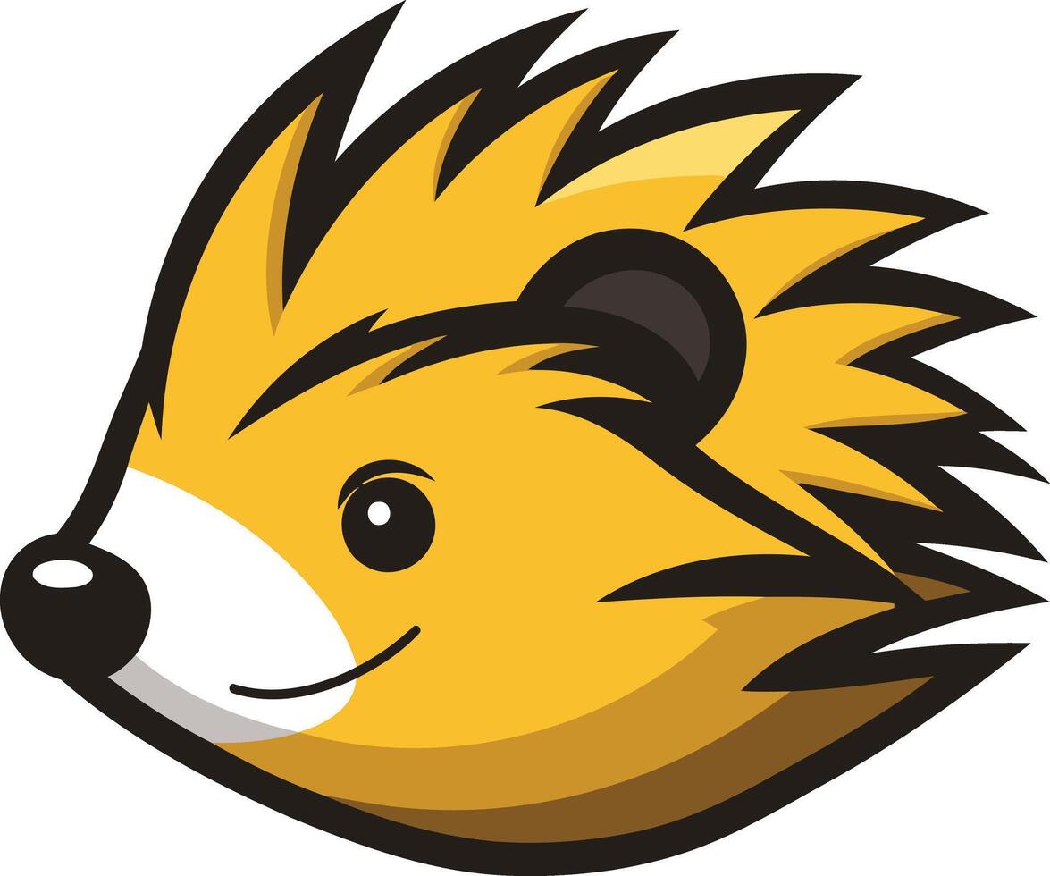A hedgehog head with a yellow face vector