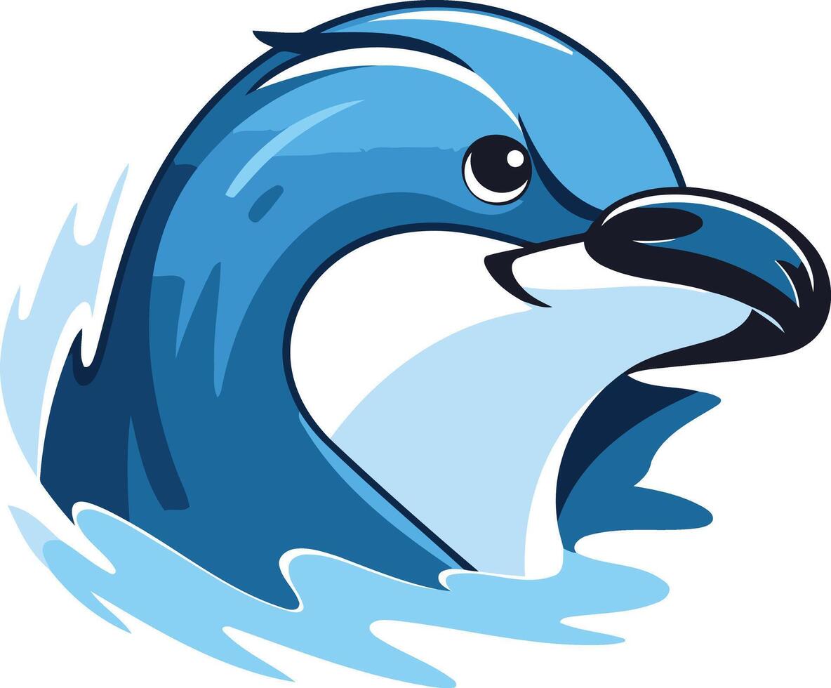 A blue penguin head with a wave in the background vector