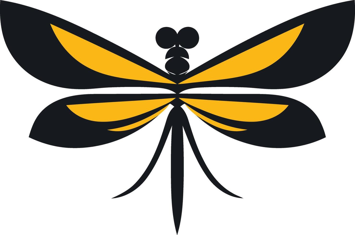 A black and yellow dragonfly logo vector