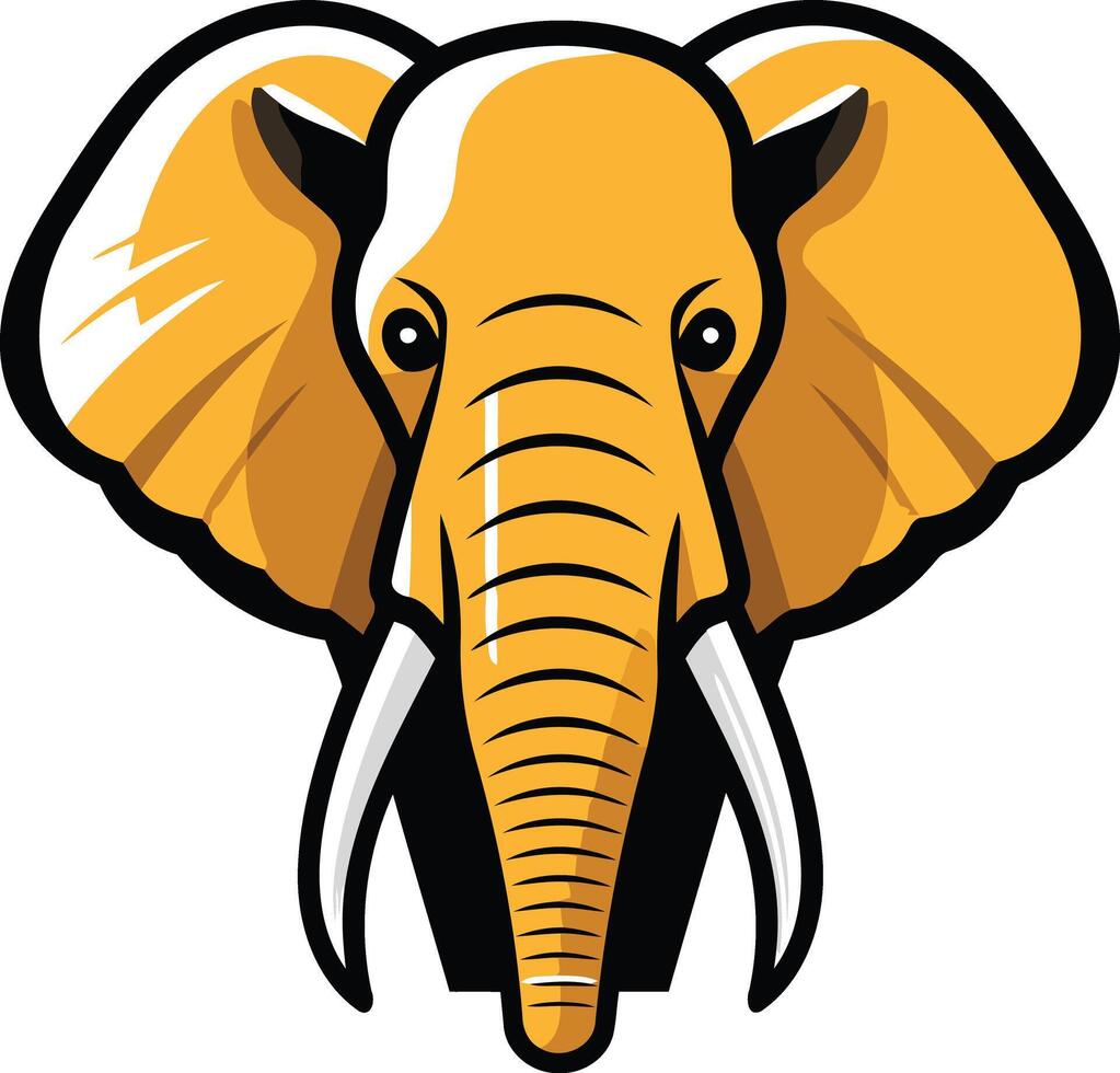 An elephant head with tusks on a white background vector