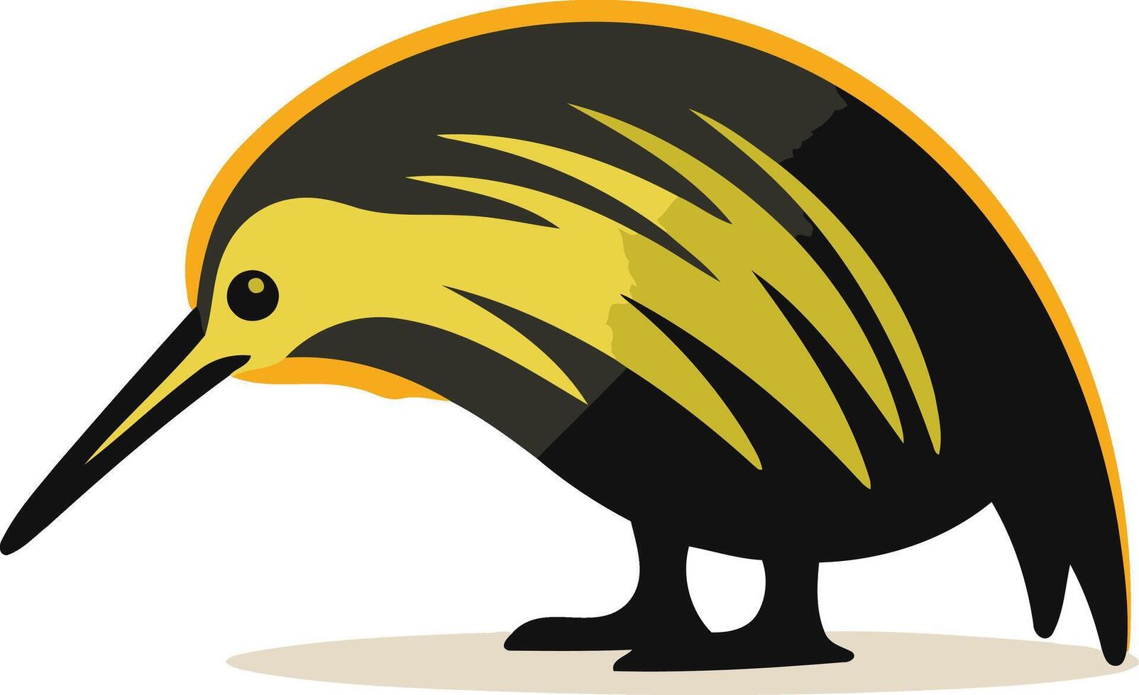 A black and yellow bird with long beak vector