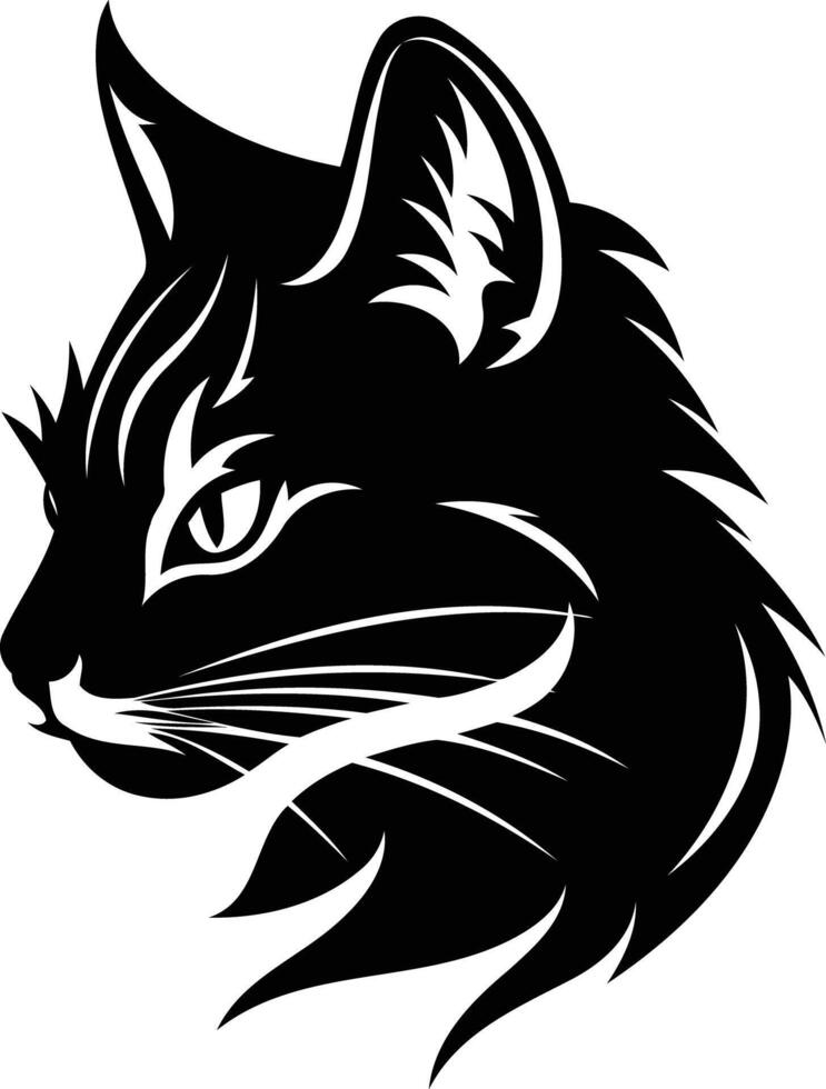A black cat head with long hair on a white background vector