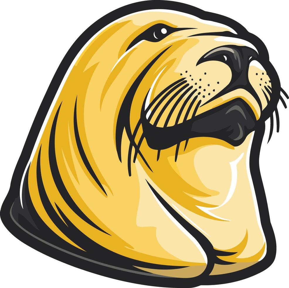 A seal head with a black and yellow face vector