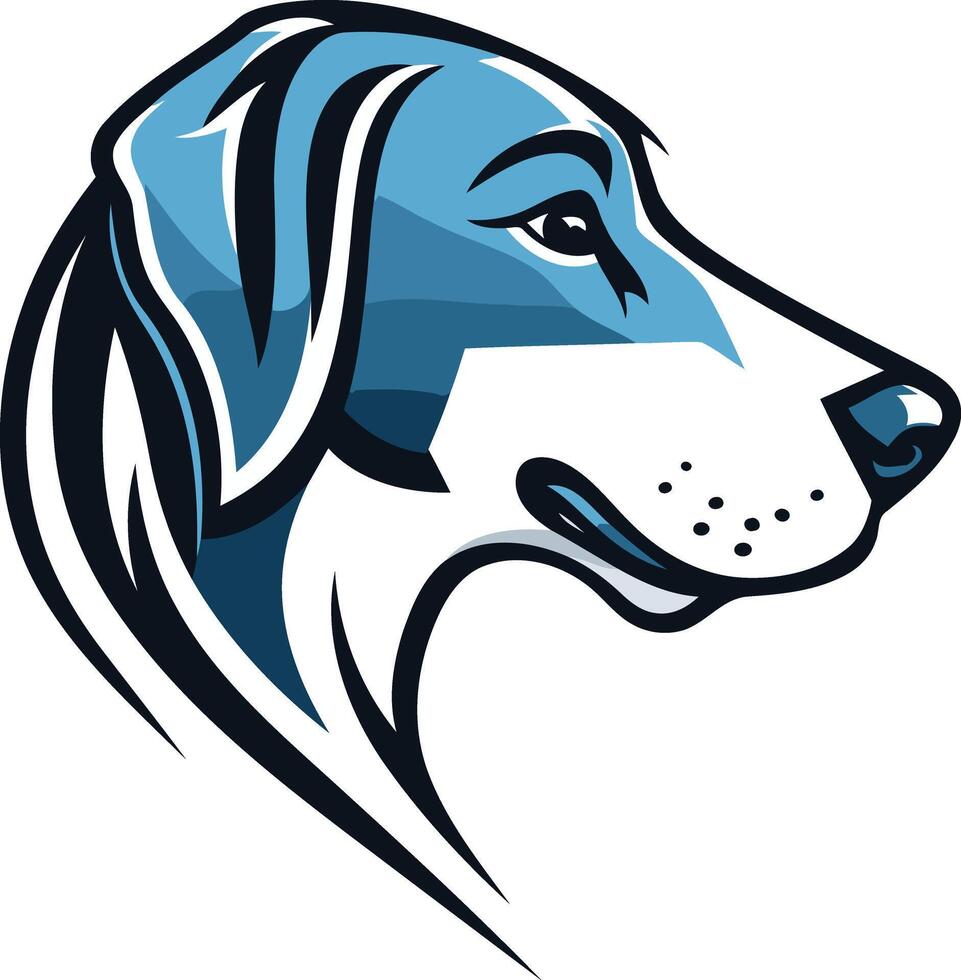 A dog head with a blue and white design vector