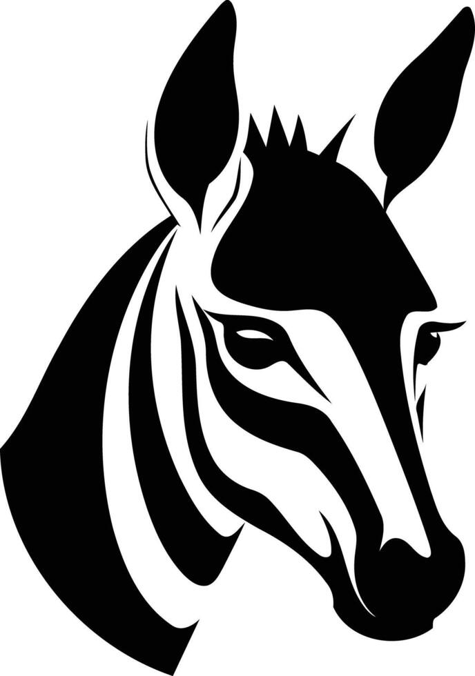 A zebra head is shown in black and white vector