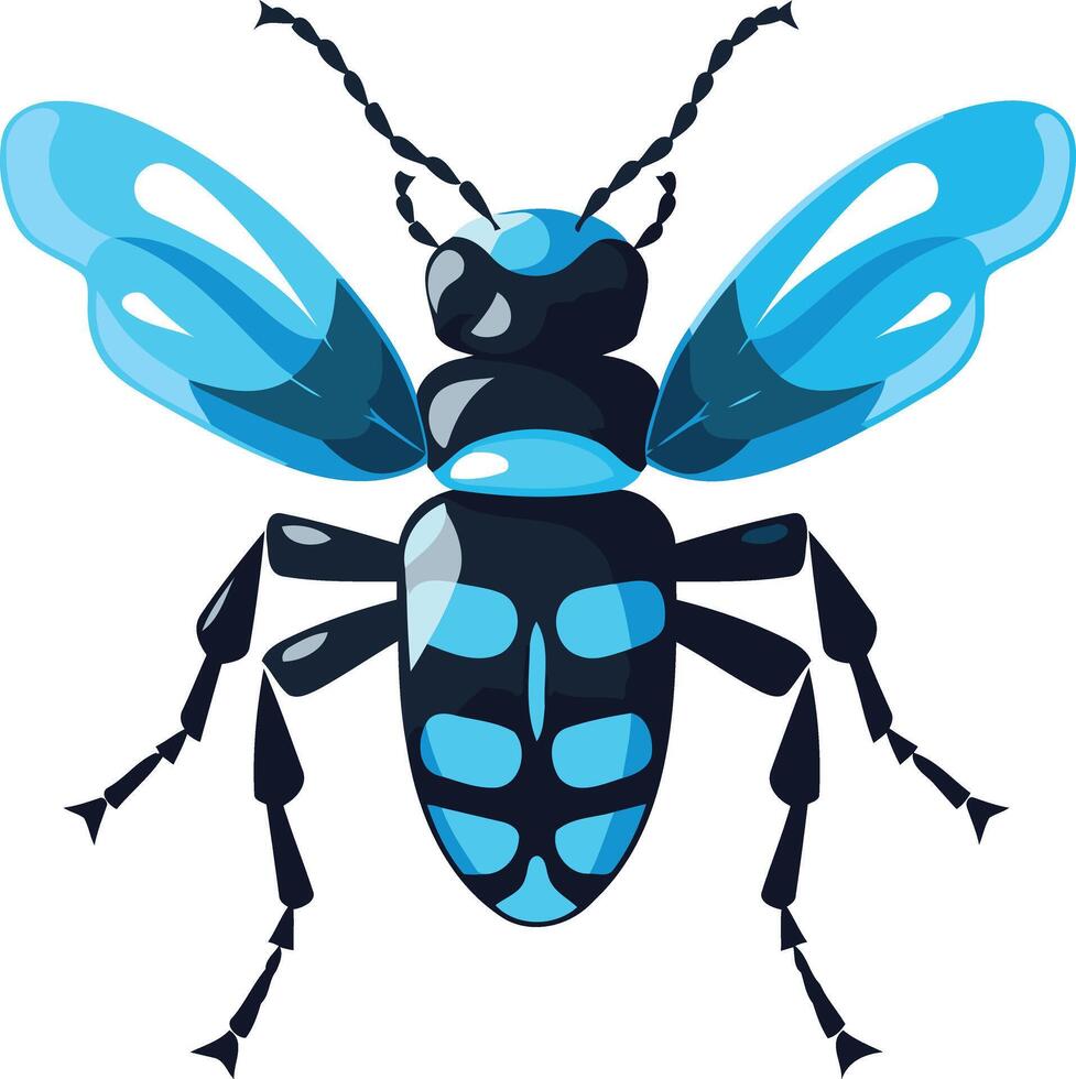 A blue and black bug with black wings vector