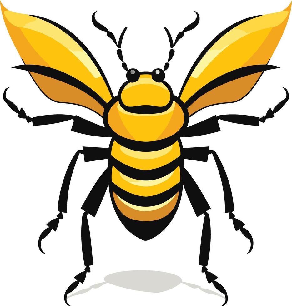 A cartoon bee with black and yellow wings vector