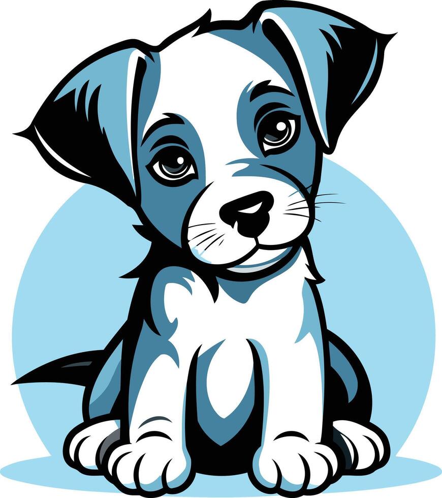 A cartoon dog sitting on a blue background vector