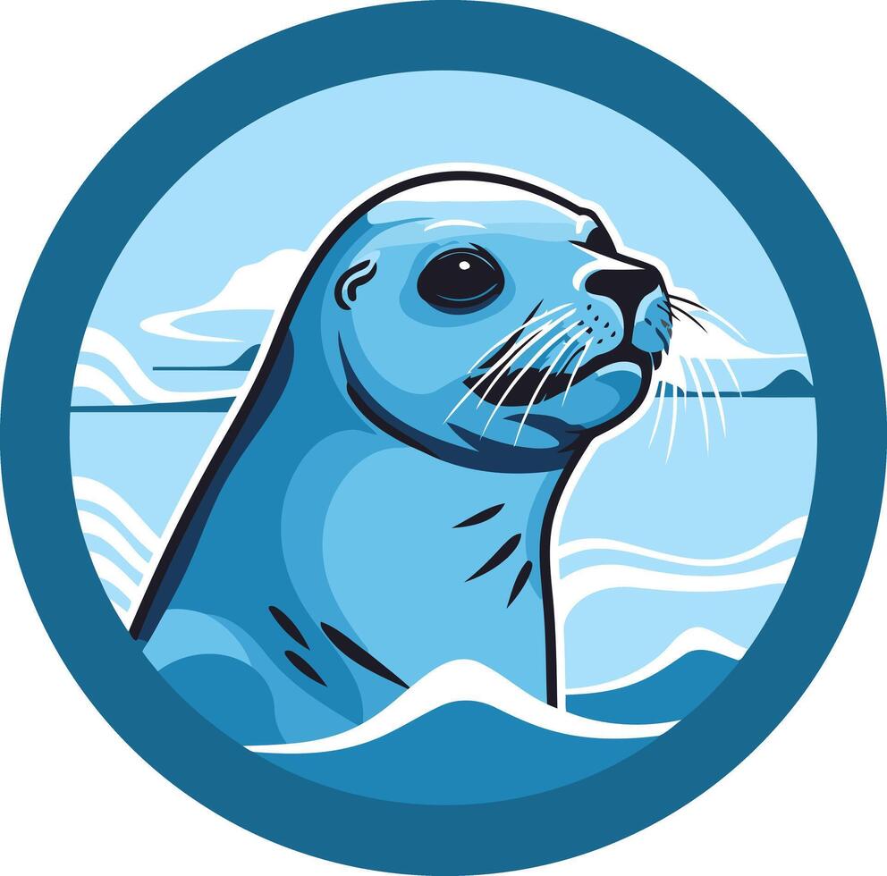 A seal in the water with waves in the background vector