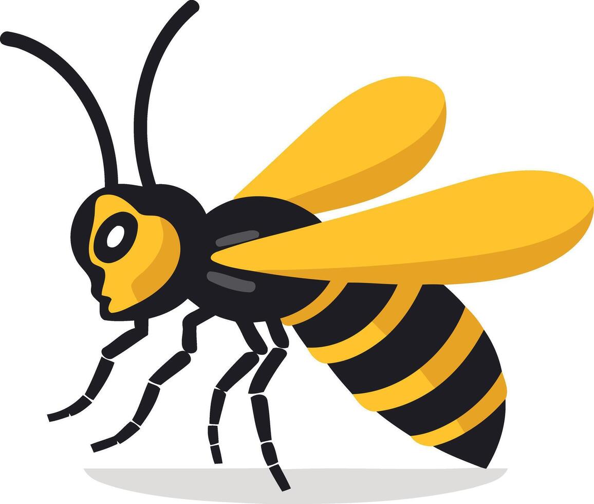 A cartoon bee with black and yellow stripes vector