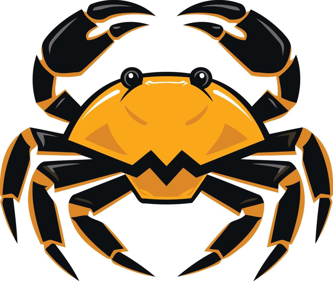 A cartoon crab with black and orange legs vector
