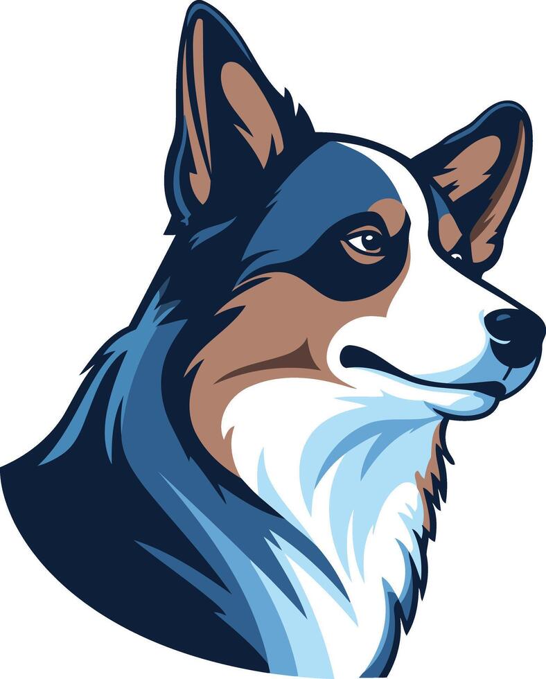 A blue and white dog head with a blue collar vector
